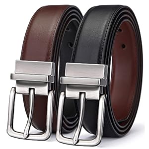BULLIANT Ceinture Homme, En Cuir Reversible Ceinture 30mm,une ceinture de renverser deux couleurs,Taille Ajustee – Noir/Brun Foncé – 100cm/30 -32 taille réglable