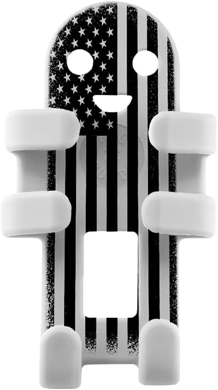 Hug Buddy Universal Phone Mount, American Flag Mono Chrome, 360-Degree Swivel, Bendable Arms, Steel and Silicone Construction