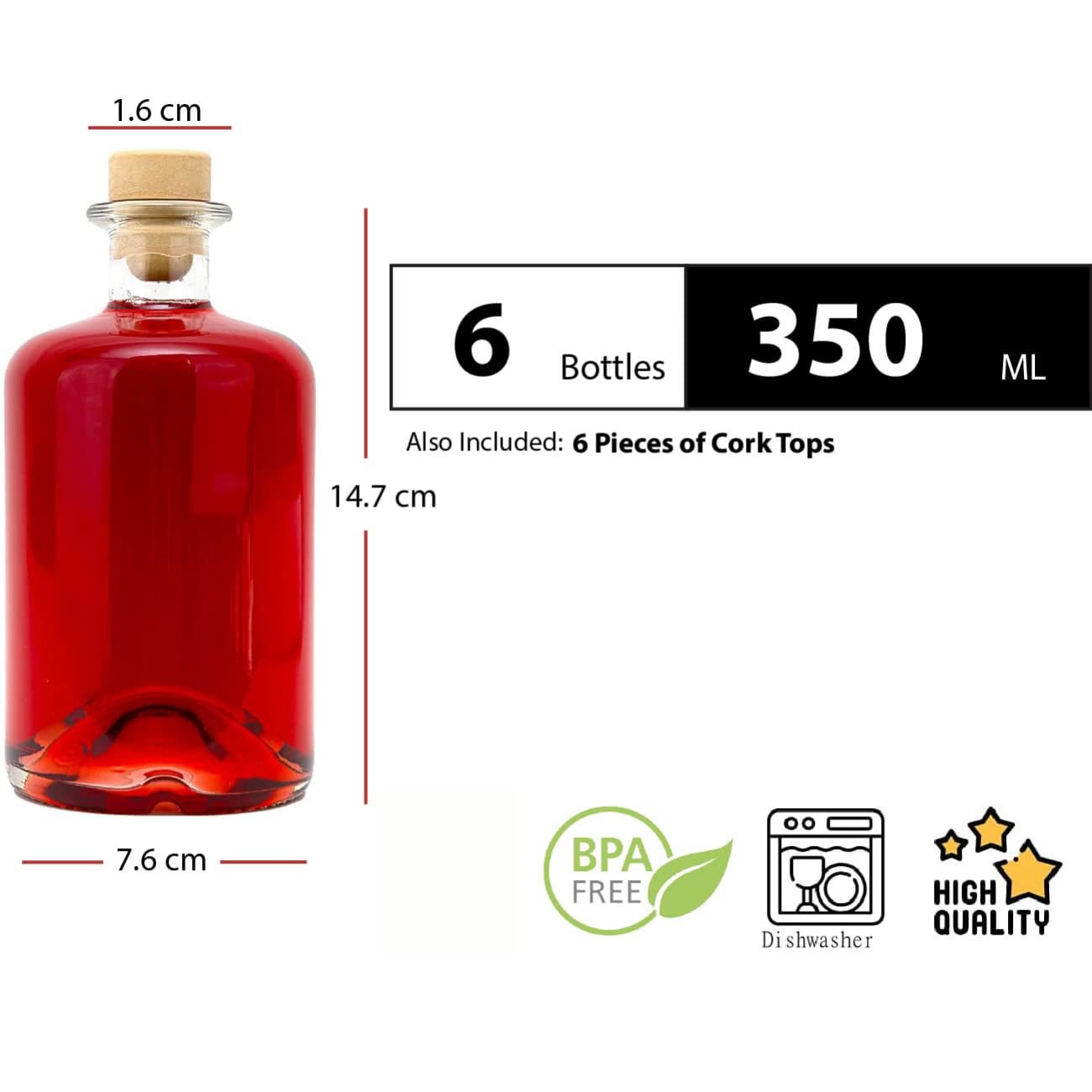 Casavetro Lot De 12 Bouteilles En Verre 250 Ml Avec Bouchon En Liège – Idéales Pour Huile, Vinaigre, Liqueur Et Conserves Maison