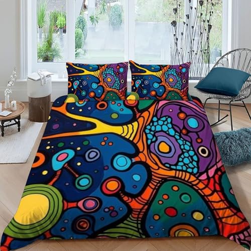 Ensemble de couette abstract cells impression 3D double 3 pièces - 3