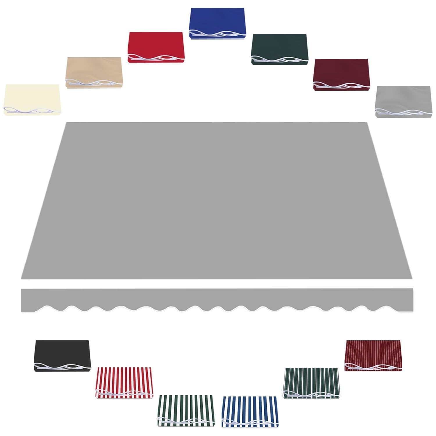 Telo per Tende da Sole Ricambio, Tessuto di Ricambio per Tende da Sole Retrattile (senza Telaio), Telo Impermeabile in Poliestere per Patio, Balconi e Negozi(Grigio,300x250cm)