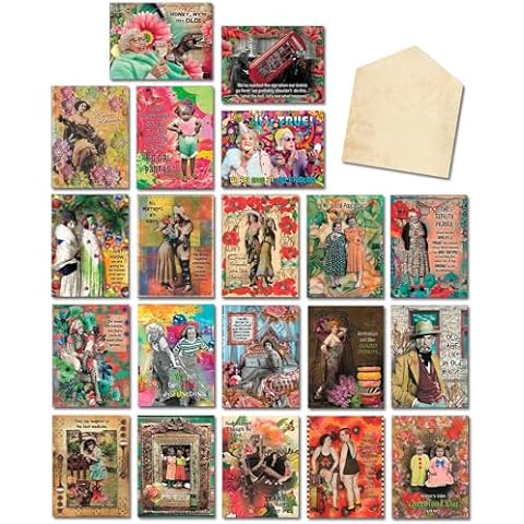 Leanin' Tree, Classy, Sassy & Smart-assy, All Occasion Cards Assortment Box with Envelopes, Greeting Cards Assortment Box, Birthday Cards Bulk (20 Funny Cards, 22 Colorful Envelopes) Cover