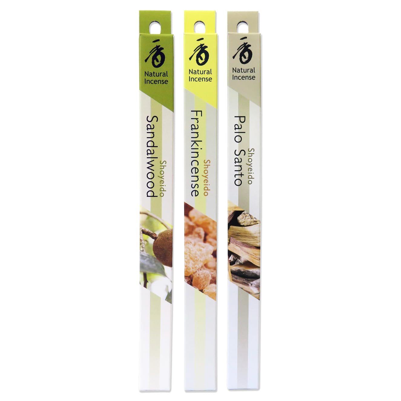 ShoyeidoOvertones Incense Favorites Trio - Sandalwood, Frankincense, & Palo Santo Incense Assortment, One Bundle Each