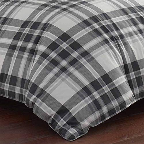 Eddie Bauer Home | Coal Creek Collection | 100% Cotton Soft & Cozy Premium Quality Plaid Comforter With Matching Shams, 3-Piece Bedding Set, Full/Queen, Grey #TOP4