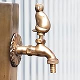 FROAGI Courtyard Decorative Outdoor Animal Faucet, cat Pole Handle Retro Solid Brass Sink Faucet, Kitchen Bathroom Wall Mounted Tap for 1/2'' Inches Hose