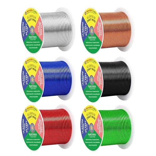 Image of Mandala Crafts 14 GA Black Red Green Assorted Anodized Aluminum Craft Wire | 330 FT, Colored, Flexible, Bendable for Bonsai Armature Sculpting Wire Wrapping Jewelry Making, Weather & Tarnish Resistant