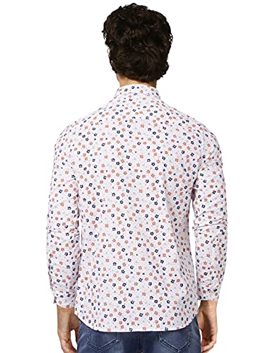 Image of Jack & Jones Men's Cotton Slim Fit Printed Spread-Collar Casual Shirt