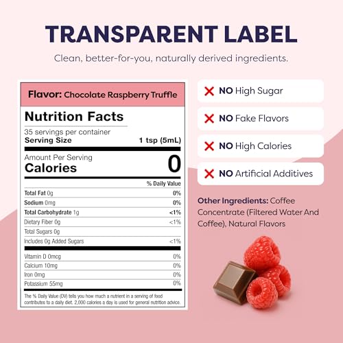Image of Javvy Cold Brew Coffee Concentrate Instant Coffee, Chocolate Rasp. Truffle | 100% Real Coffee, 0g Sugar, No Artificial Flavors, 60-80mg Caffeine per Serving, Gluten Free, Makes Hot or Iced Coffee