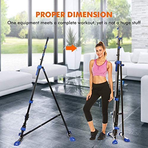 Hurbo Vertical Climber Home Gym Exercise Folding Climbing Machine Exercise Bike for Home Body Trainer Stepper Cardio Workout Training Non-Stick Grips Legs Arms Abs Calf (Blue Black)