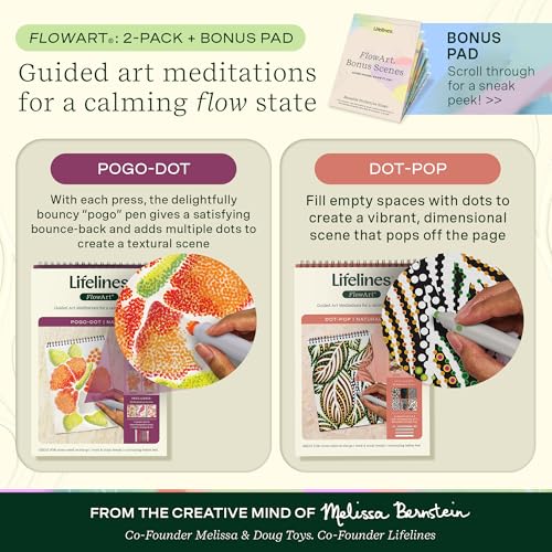 Lifelines FlowArt Activity Pad, 2-Pack & Bonus Pad - Guided Dot Art Meditations with Markers – Dot-Pop and Pogo-Dot Coloring Books for Tweens, Adults & Seniors image 2