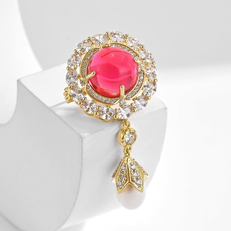 Image of Austrian Crystal Brooch Sparkling Rhinestone Brooch 18k Gold-Plated Birthstone Lapel Pin Jewelry Birthday Gifts for Women