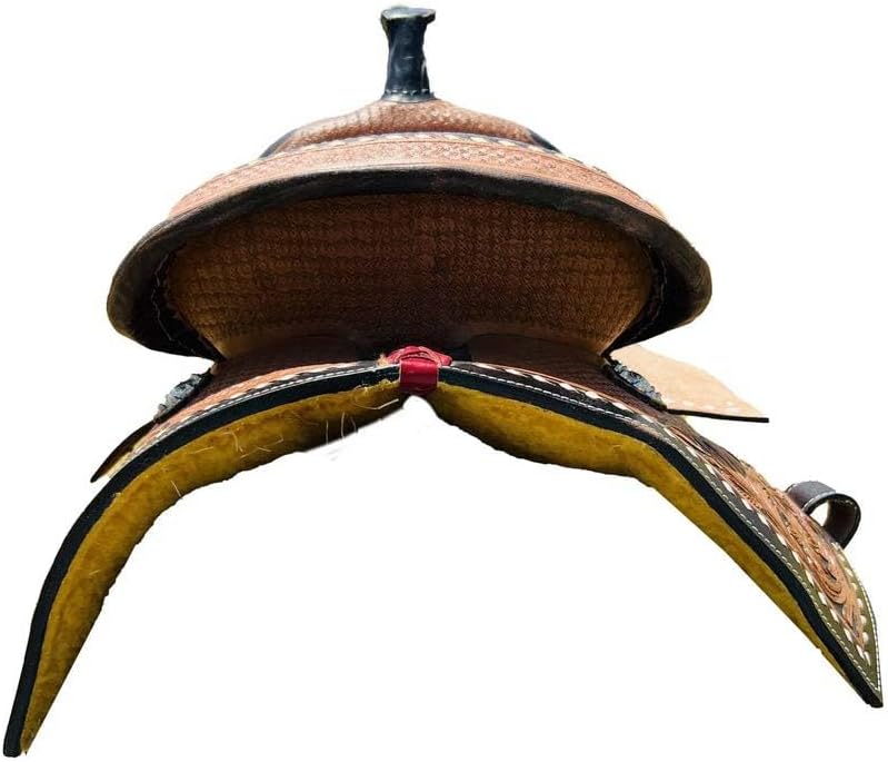 Horse Saddle Leather Western Barrel Racing Handmade Premium Comfort Horse Saddle for Best Riding Trail Equestrian Tooled Carved Size: 10-18 inches Seat Available, UG12
