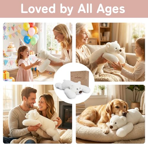 Image of Niuniu Daddy Weighted Polar Bear Stuffed Animals for Kids & Adults, 25 inch | 5lb Large Weighted Plushies Pillow for Sleeping and Calming, Cute Lying Plush Toy Huggable Gift for Everyday Comfort