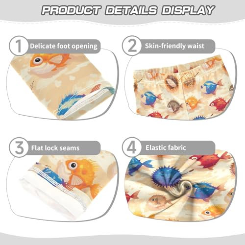 KLL Cute Puffer Hawaiian Fish Little Girls Active Leggings Comfortable Full Length Lounge Pants Gym3