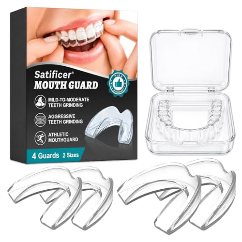 4 Piezas Gouttière Anti Ronflement, Protector Bucal Transparente Anti Ronquidos, Gouttière Dentaire de Nuit, Ayuda a Prevenir Ronquidos, Reutilizable, Ajuste Cómodo, Para un Uso Diario Sencillo