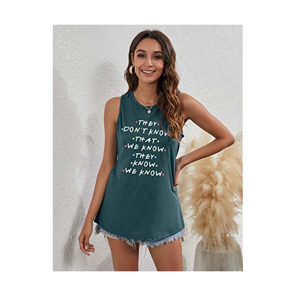 BLANCHES-Women-Friends-They-Dont-Know-Tank-Tops-TV-Show-Shirt-Sleeveless-Tee-Summer-Workout-Tops Plus Size Christmas Shirt Women Gnomes T-Shirt Xmas Buffalo Plaid Splicing Tshirt Holiday Shirts Tops Green