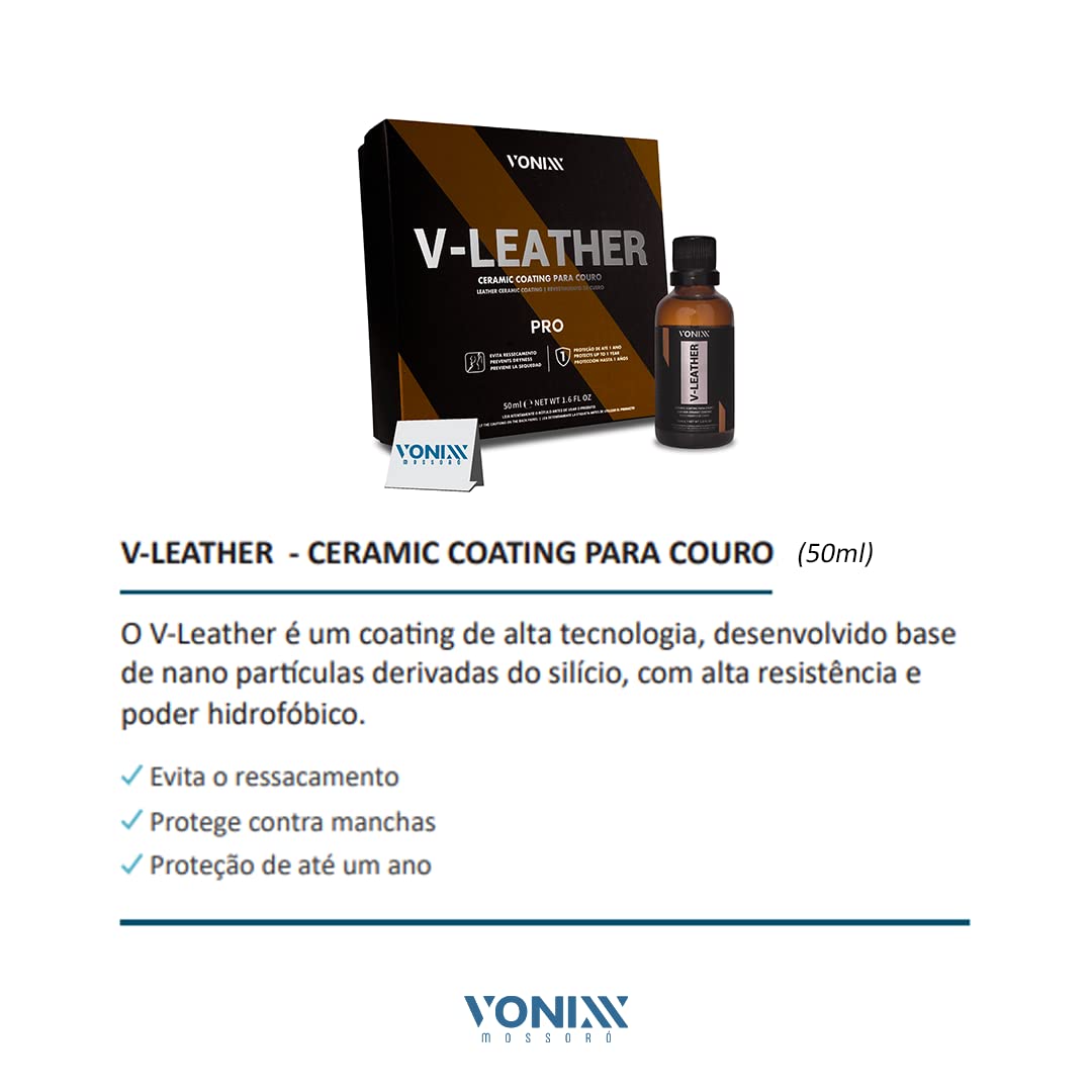 Vonixx V-Leather Ceramic Coating 1.6 fl oz (50ml) - up to 1 Year Protection, high Resistance, UV Protection, Prevent Stains.