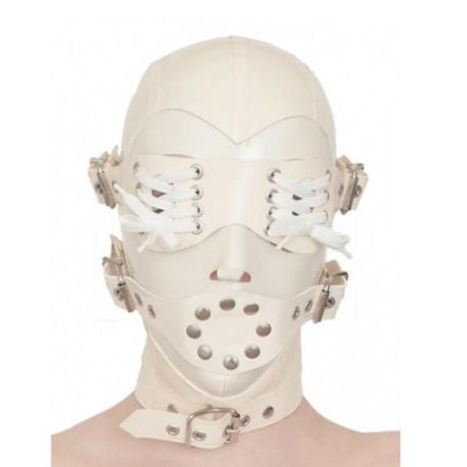 WXLPCGO Latex Hood Rubber Head Mask Back Zipper Removable Blindfold and Mask Handmade for Unisex Cosplay Club Wear(Size:L-68CM)