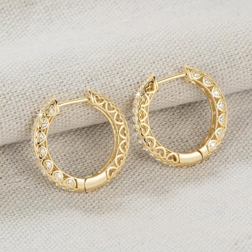 14K Gold Hoop Earrings for Women’s Hoop Earring Small Thick Hoops Earring Exquisite Diamond Hoops Earrings 25 MM2