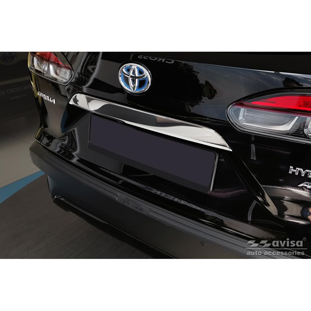 Avisa Chrome Stainless Steel Rear bumper protector compatible with Toyoto Corolla Cross (XG1TJ) 2022- 'Ribs'