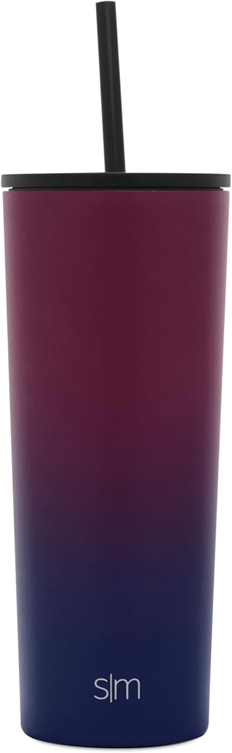 Simple Modern Insulated Tumbler with Lid and Straw | Iced Coffee Cup Reusable Stainless Steel Water Bottle Travel Mug | Gifts for Women Men Her Him | Classic Collection | 24oz | Mystic Moon