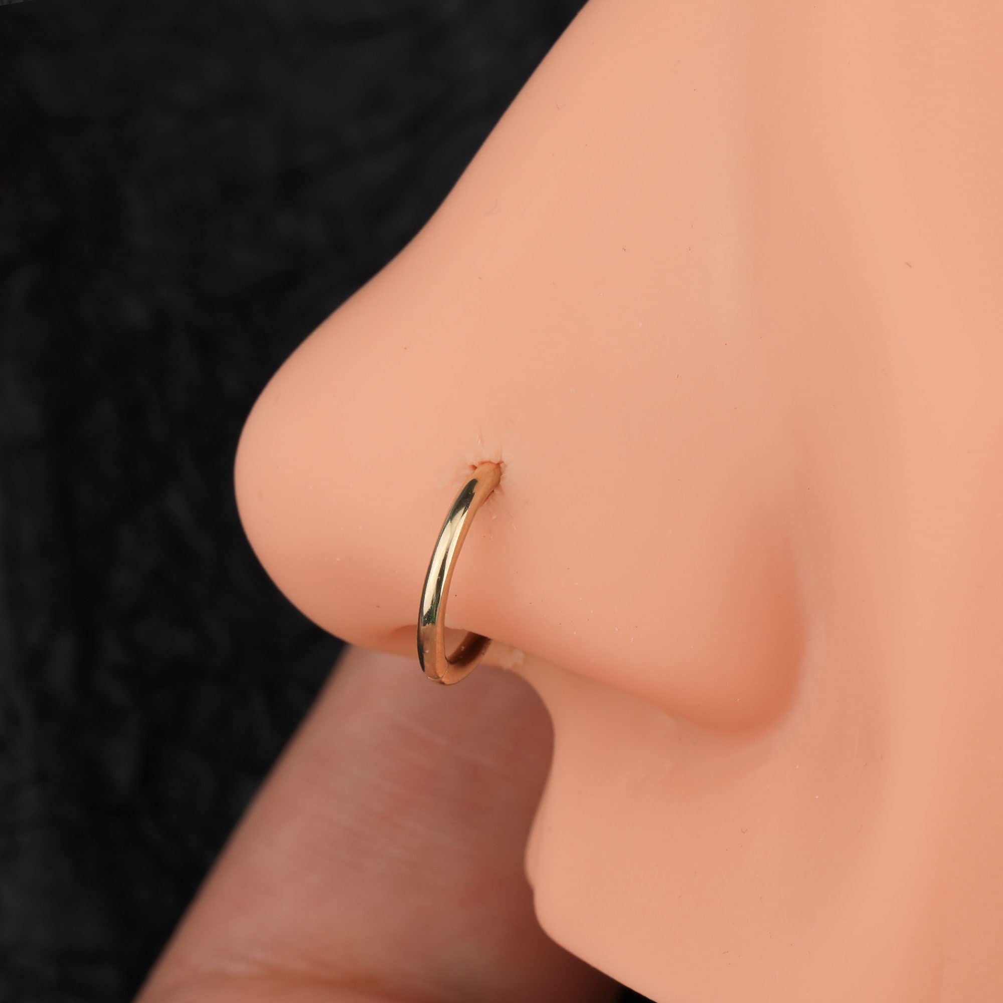 OUFER Body Piercing Helix Creolen Ohrring Ring Piercing Schmuck 16G 9K gold Scharnier Clicker Segmentring Lippe Septum Daith Tragus Conch Piercing Knorpel Ohrring