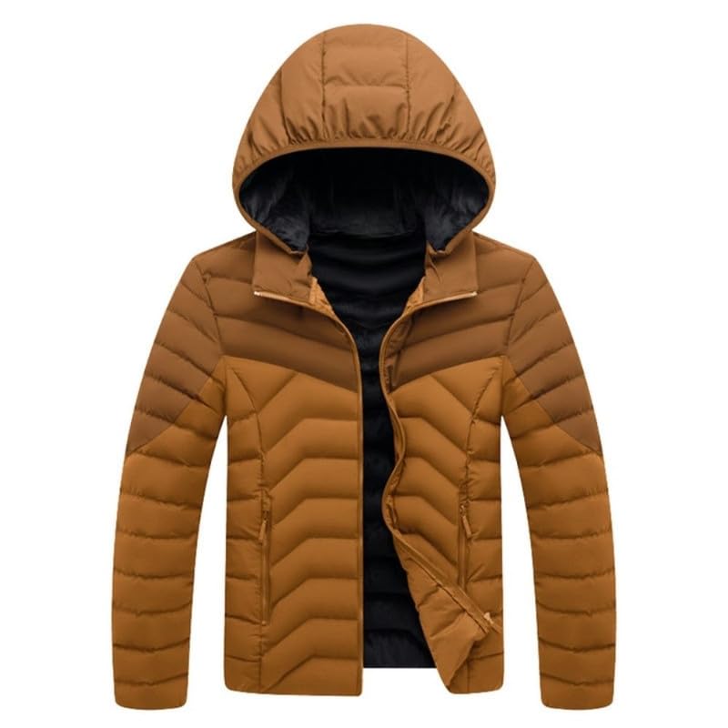 Image of Men's Lightweight Quilted Puffer Jacket with Hood Water-Repellent Windproof Cotton Coat