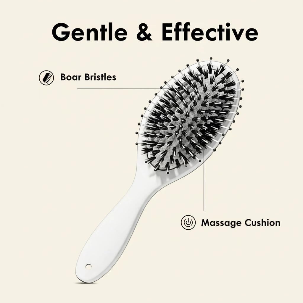 Viral World-Famous 5x Sold out Paddle Brush - Smoother, Stronger, Shinier Hair - Boar Bristle Brush, with Nylon Bristles and Microsphere Massaging Tips for All Hair Types, Wet/Dry Use (2pc)