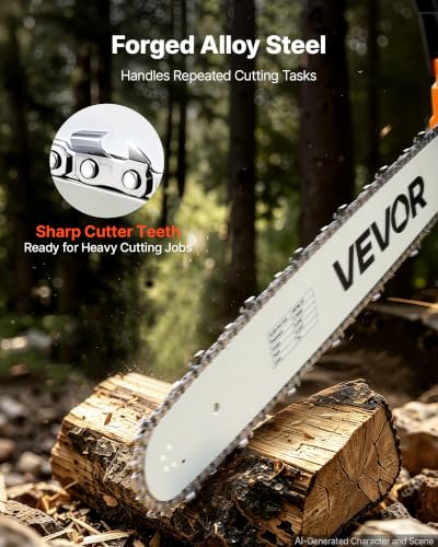 Image of VEVOR Chainsaw Chain 3 Pack 20 Inch 0.325 inch Pitch 0.058 inch Gauge 76 Drive Link
