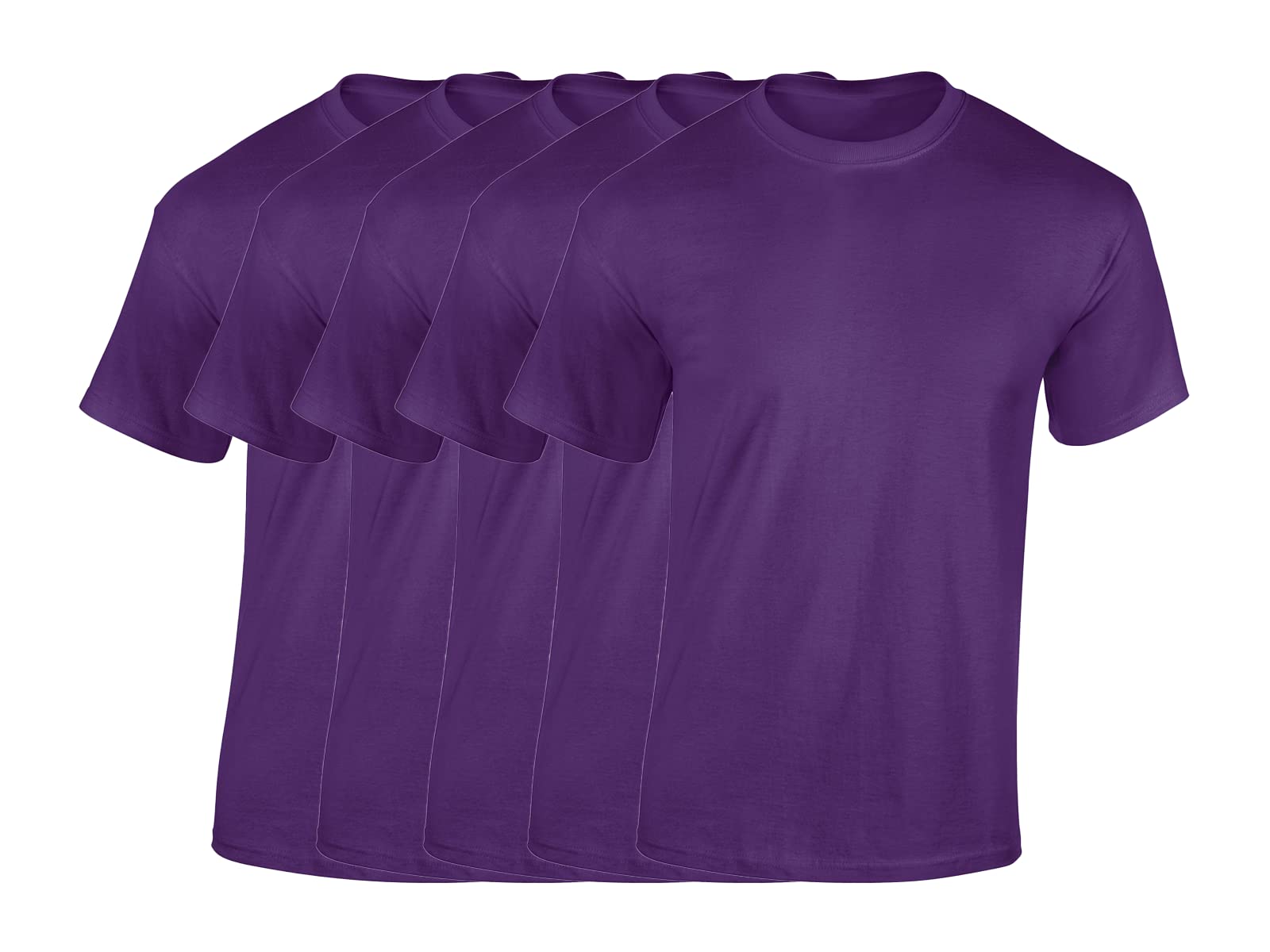 COOZO Mens Heavy Cotton Pack of 5 T-Shirts - Purple - 2XL
