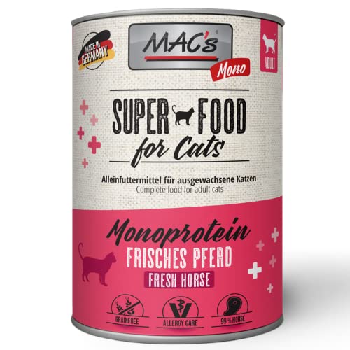 Mac's Cat Katzenfutter Mono Pferd Nassfutter Dosen 6x400g getreidefrei