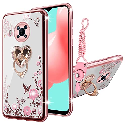 Coque de protection luxueuse pour Nokia X100 finitions or rose et motifs cœurs