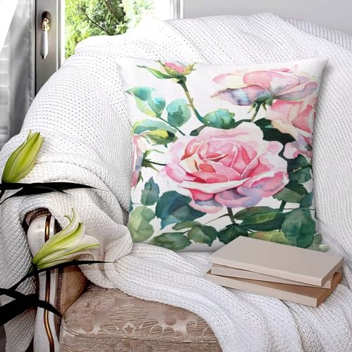 Housse de coussin 70x70 cm rose lot de 2 carrés pour canapé de salon