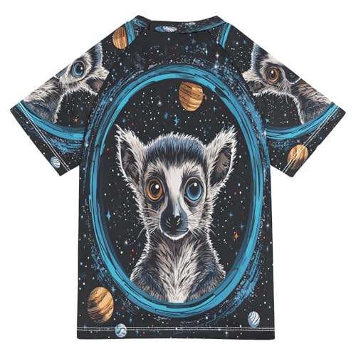 Kids Swimsuit Lemur Monkey Animal Galaxy Sunscreen T-Shirts Swimwear Sets UPF 50+2