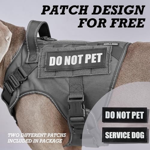 Image of Tactical Dog Harness for Large Dogs, Heavy Duty Dog Harness with Handle, Adjustable Reflective Military German Shepherd Dog Vest Harness with Do Not Pet Patches for Hiking Training Grey
