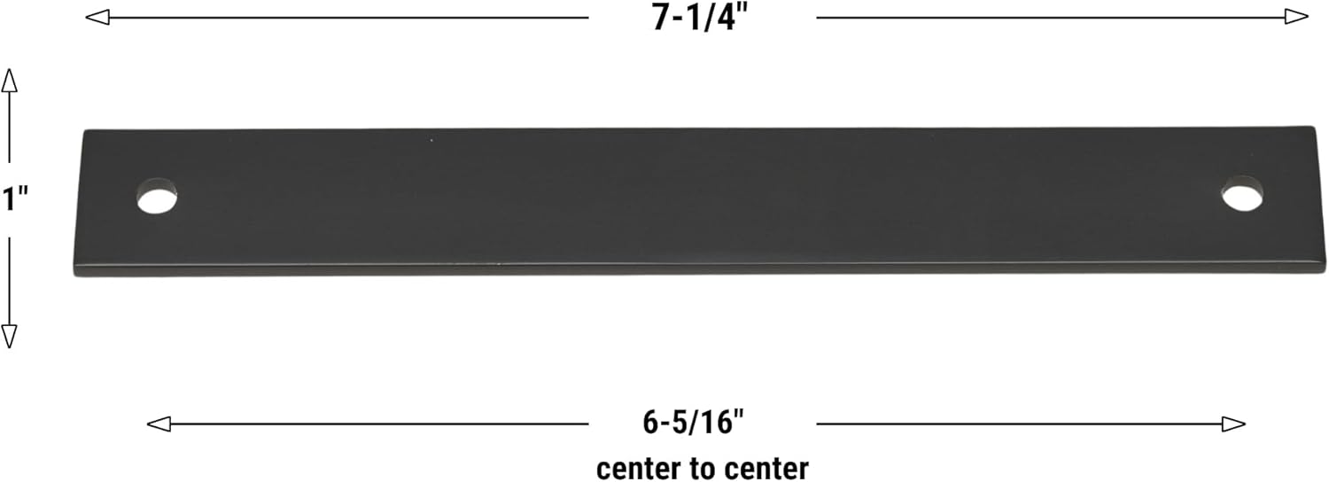 GlideRite 7-1/4" Squared Backplate 6-5/16 in. 160mm Center-Center, Matte Black - 7342-160-MB-10