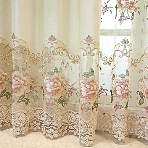 Wpkira Room Darkening Chenille Embroidered Floral Curtains Eyelet/Grommet Top European Luxury Curtain & Drapes For Living Room Energy Saving Thicken Window Curtain 1 Panel W40 X L84 Inch thumb #4