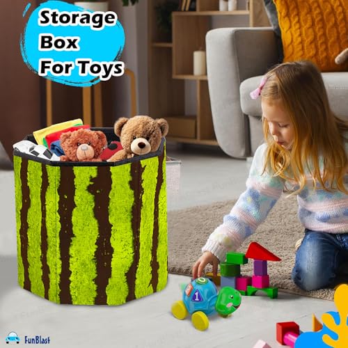 Image of FunBlast Multi-Functional Folding Storage Ottoman Box Organizer Cum Stool with Seat Cushion, Storage Boxes for Toys for Kids, Storage Boxes for Clothes and Other Items for Home (Multicolor)