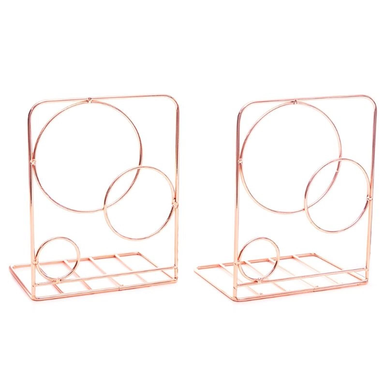聽Fermalibri da Ufficio, 2 Pezzi, fermalibri da scrivania in Metallo, Rotondi, con Supporto per mensola, Organizer per Libri, Materiale Scolastico per Ufficio (Colore: Rosa) (Rosa)
