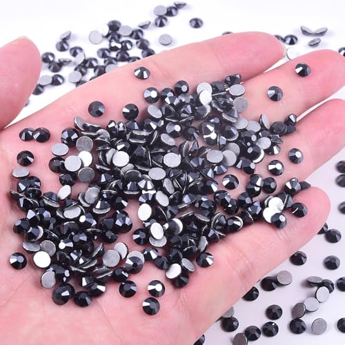 Image of 1440Pieces SS10 /2.7-2.9mm Flat Back Crystal Rhinestones Round Gems for Nail Art,Jet Hematite