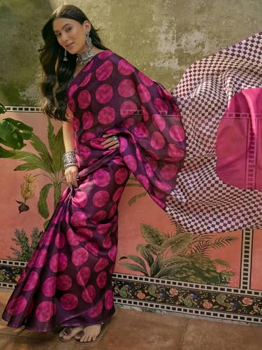 Image of SIRIL Women's Cotton Printed Saree With Unstitched Blouse Piece