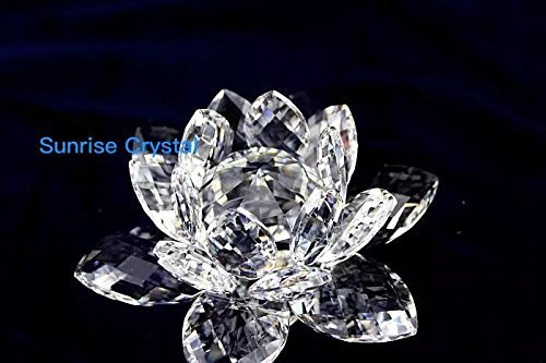 SunRise 3.5” Sparkle Crystal Lotus Flower Crystal (Clear), Set of 2