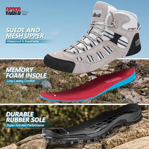 @ R CORD Womens Hiking Boots Waterproof Lightweight Hiking Boots Women Ankle Support Hiking Shoes Backpacking Boots Breathable Non-slip Hiking Boot for Outdoors4