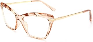 FEISEDY Crystal Cat Eye Reading Glasses Blue Light Blocking Reader Anti Eyestrain Glasses B2596 Champagne 2.50x