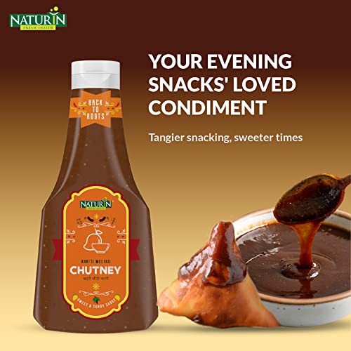 Image of Naturin Khatti Meethi Chutney - Homemade Style Chatpati Imli Chutney - Sweet & Sour Tamarind Sauce - Made with Traditional Indian /Asian Saunth Condiment for Dipping - 425gm