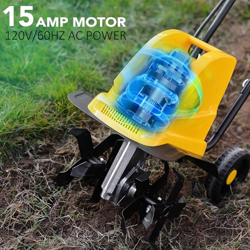 Image of IncwBo 12'' 15-AMP Electric Roto Tiller Cultivator for Gardening Cored