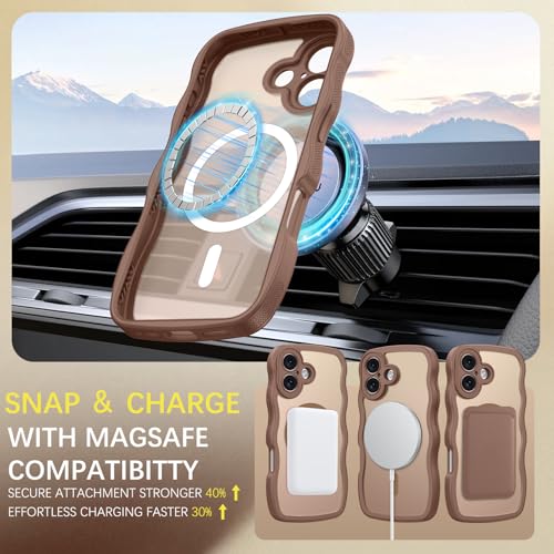 Image of YINLAI for iPhone 17 Case 6.3-inch [Compatible with MagSafe] [Soft Silicone] [Curly Wave] [Anti-Fingerprint] [Full Body Military Shockproof], Brown