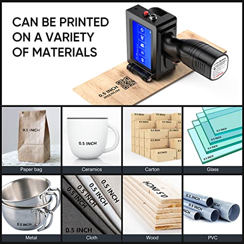 Tiktoner Handheld Printer Portable 1580P1 With 4.3 Inch Touch Screen Quick-Drying Handheld Inkjet Printer Printing Height 0.08-0.5" For Barcode/Label/Logo/Qrcode/Date/Batch Number/Barcode #TOP2