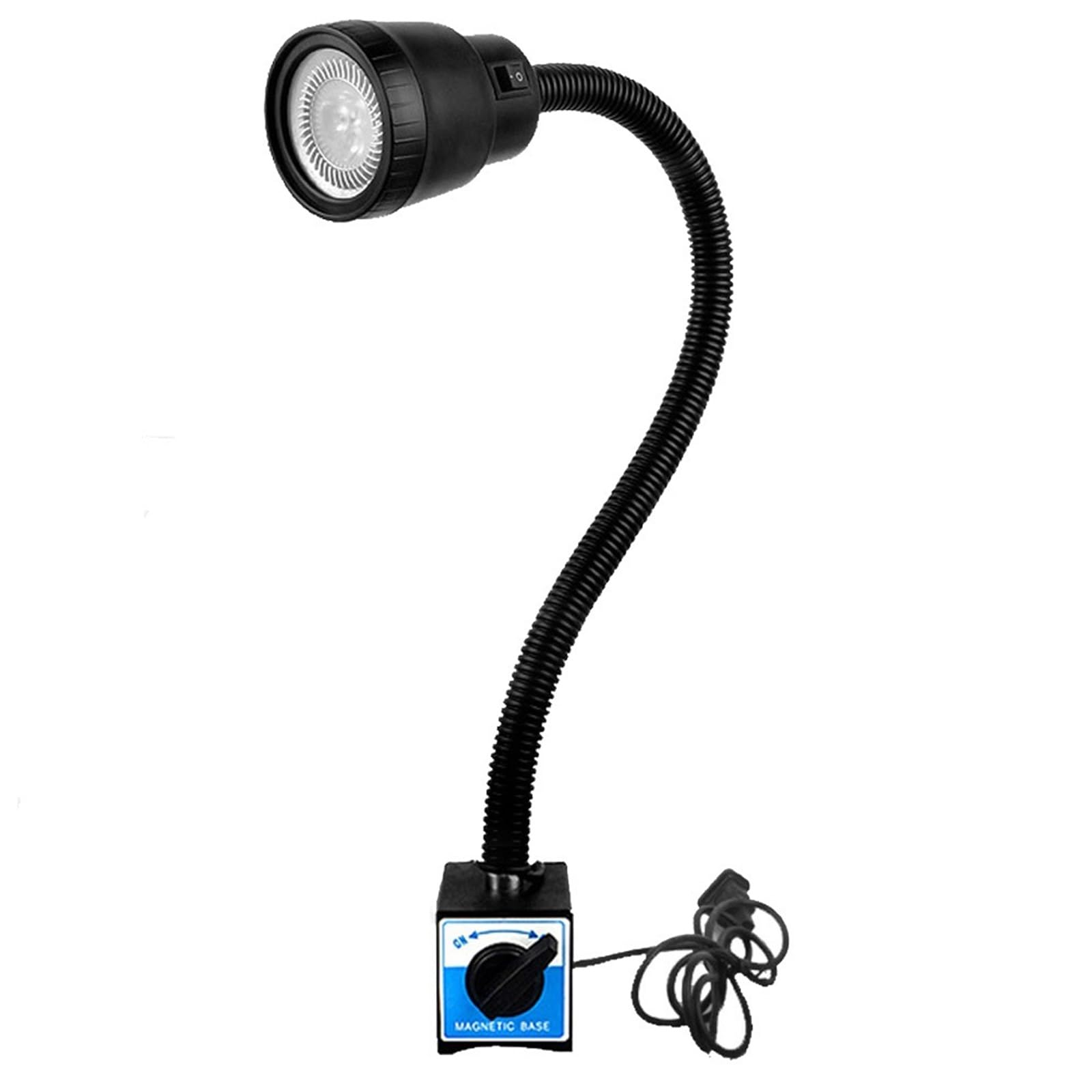Przenośna lampa robocza LED, wyposażona w elastyczną rurkę szyjną i magnetyczną podstawę, 120 lumenów na wat, magnetyczna lampa robocza do tokarki, maszyna do szycia (5W-220V-500MM)