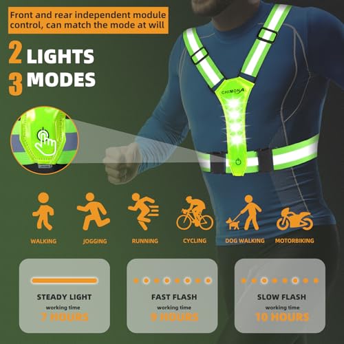 LED Reflective Vest Running Gear, 360° High Visibility Running Vest with Adjustable Waist/Shoulder - Image 3
